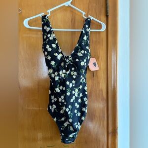 Floral Black One-Piece Swimsuit